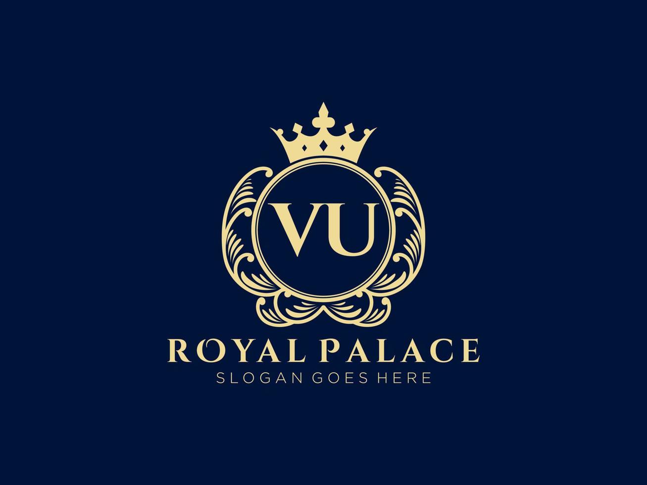 brief vu antiek Koninklijk luxe Victoriaans logo met sier- kader. vector