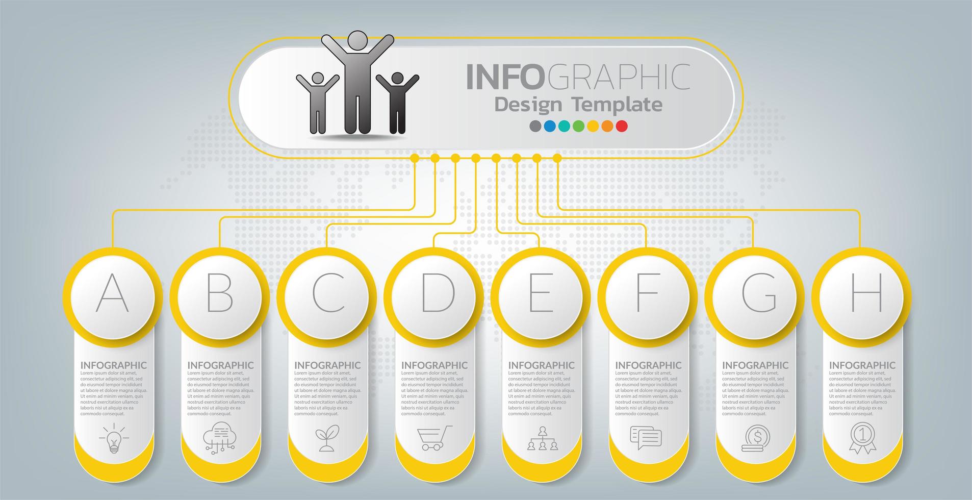 infographic sjabloon en pictogrammen. bedrijfsconcept met processen. vector