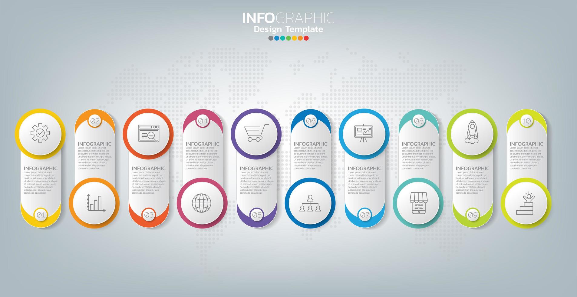 infographic sjabloon en pictogrammen. bedrijfsconcept met processen. vector