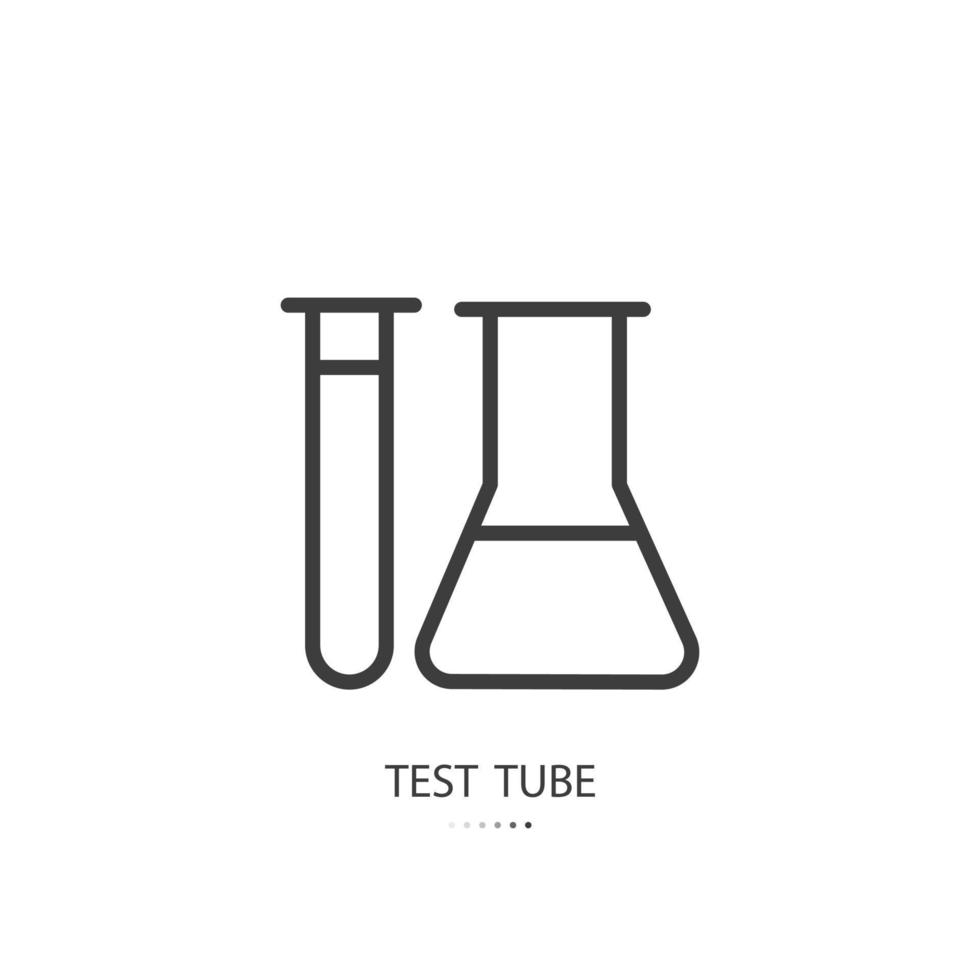 zwart lijn icoon van test buis geïsoleerd Aan wit achtergrond. vector illustratie.