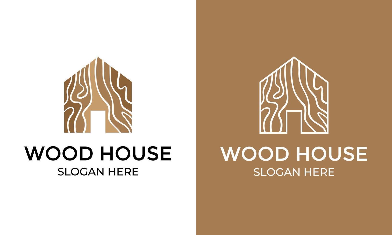 hout huis logo concept inspiratie, huis vector illustratie met hout graan