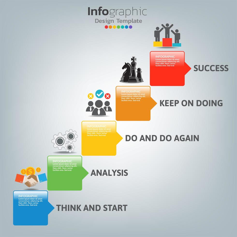 succes infographic sjabloon met traptreden vector