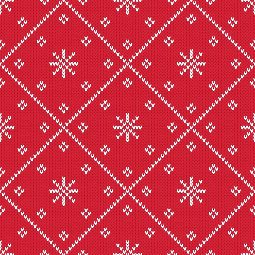 gebreid rood en wit trui diamant patroon met weinig sterren vector