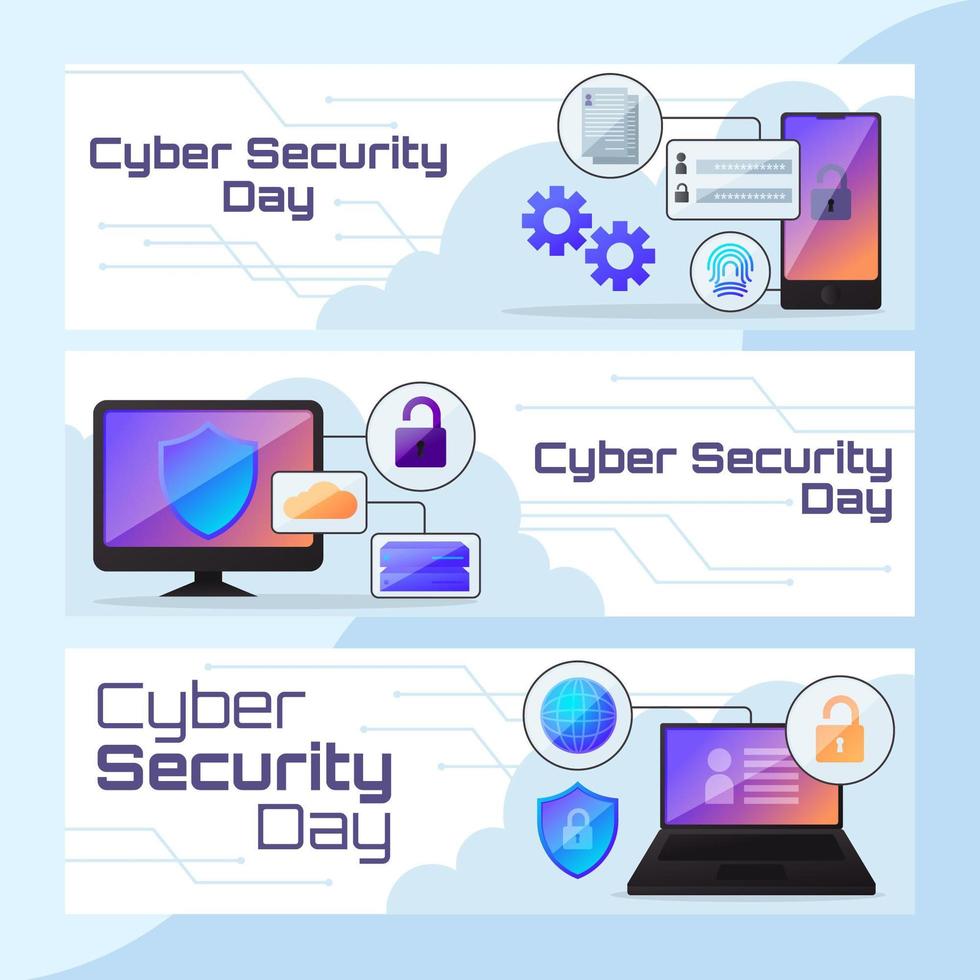 webbanner voor cyberbeveiligingstechnologie vector