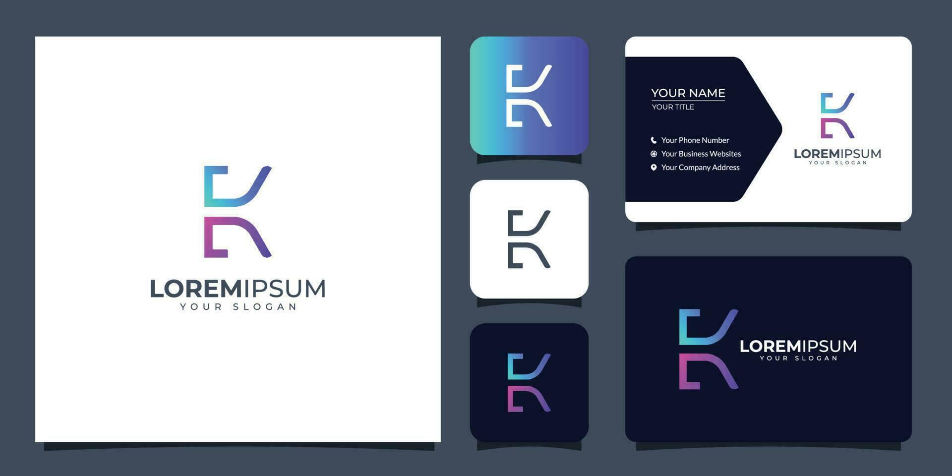 monogram brief k logo ontwerp met bedrijf kaart sjabloon vector