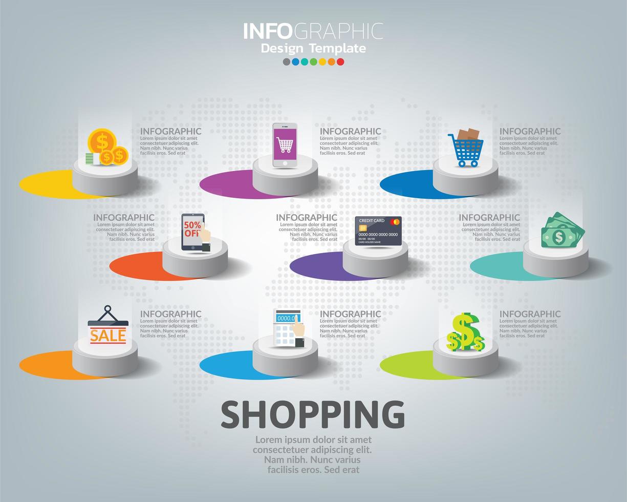 infographic sjabloon met digitale marketing pictogrammen vector