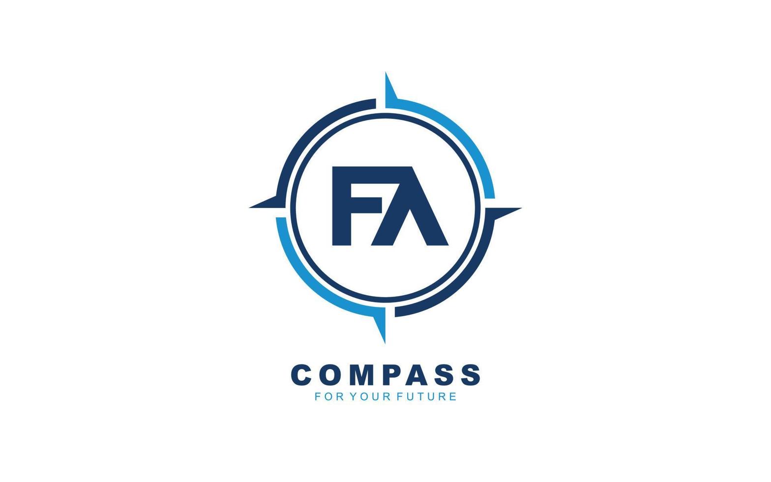 fa logo navigatie voor branding bedrijf. kompas sjabloon vector illustratie voor uw merk.