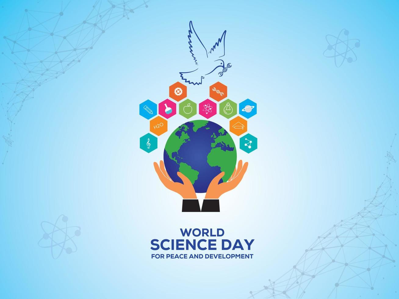 wereld wetenschap dag voor vrede en ontwikkeling. november 10 wereld wetenschap dag concept. sjabloon voor achtergrond, banier, kaart, poster. vector illustratie.