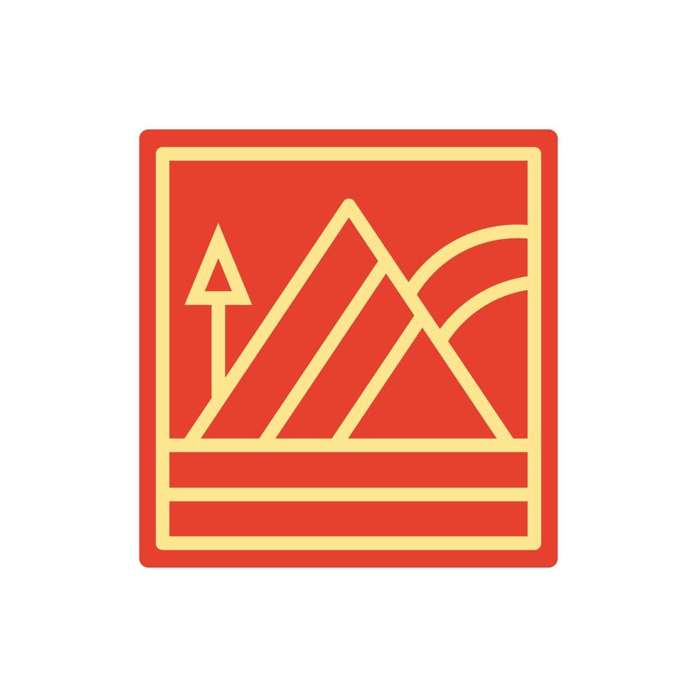 minimalistische abstract zonsondergang strand berg logo insigne ontwerp. logo ontwerp icoon vector illustratie