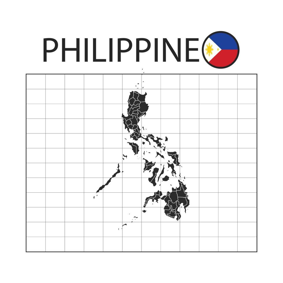 land kaart van Filipijns met natie vlag vector