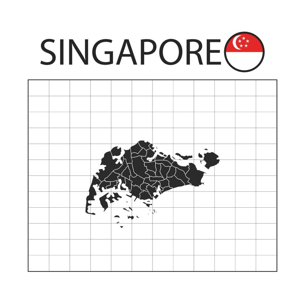 land kaart van Singapore met natie vlag vector