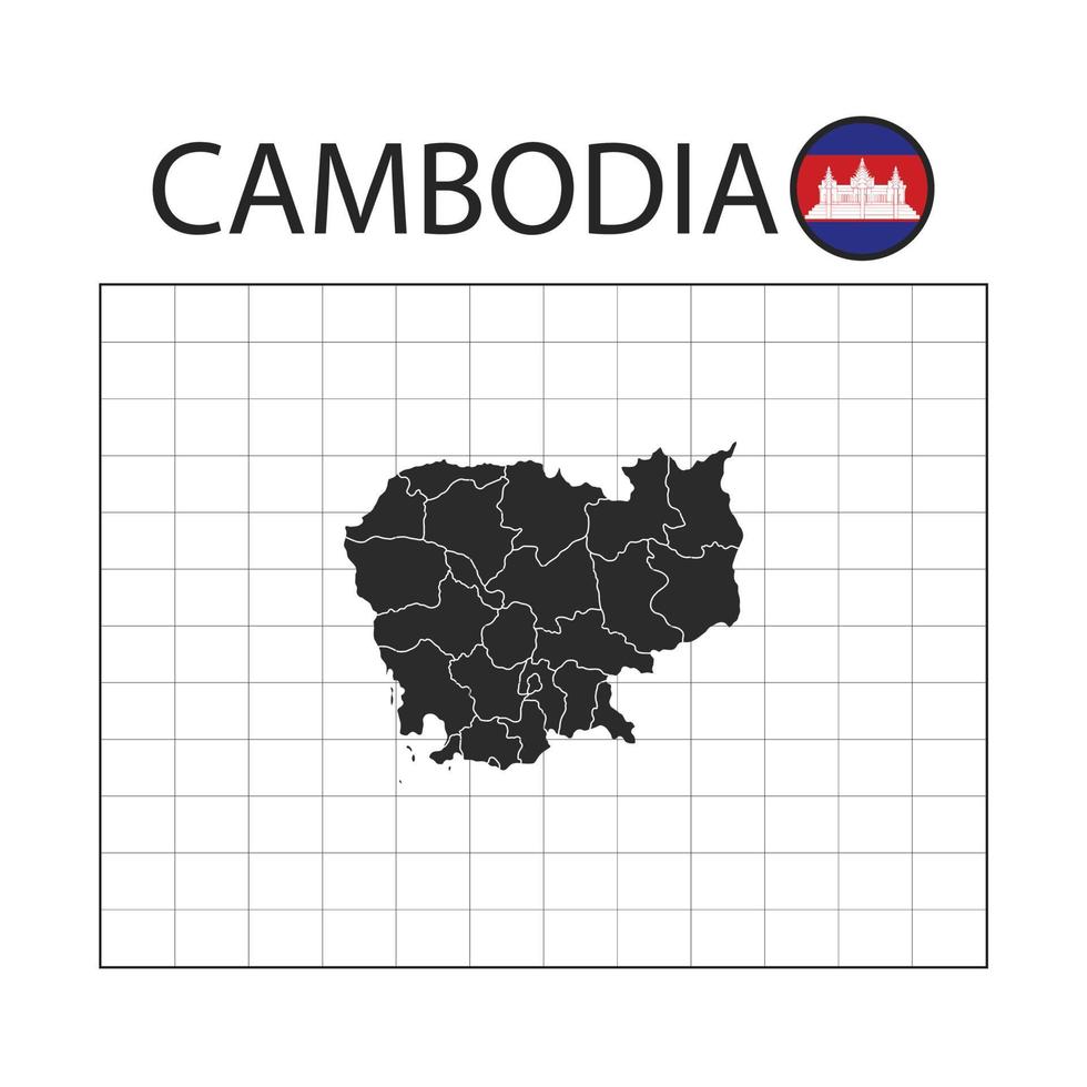 land kaart van Cambodja met natie vlag vector