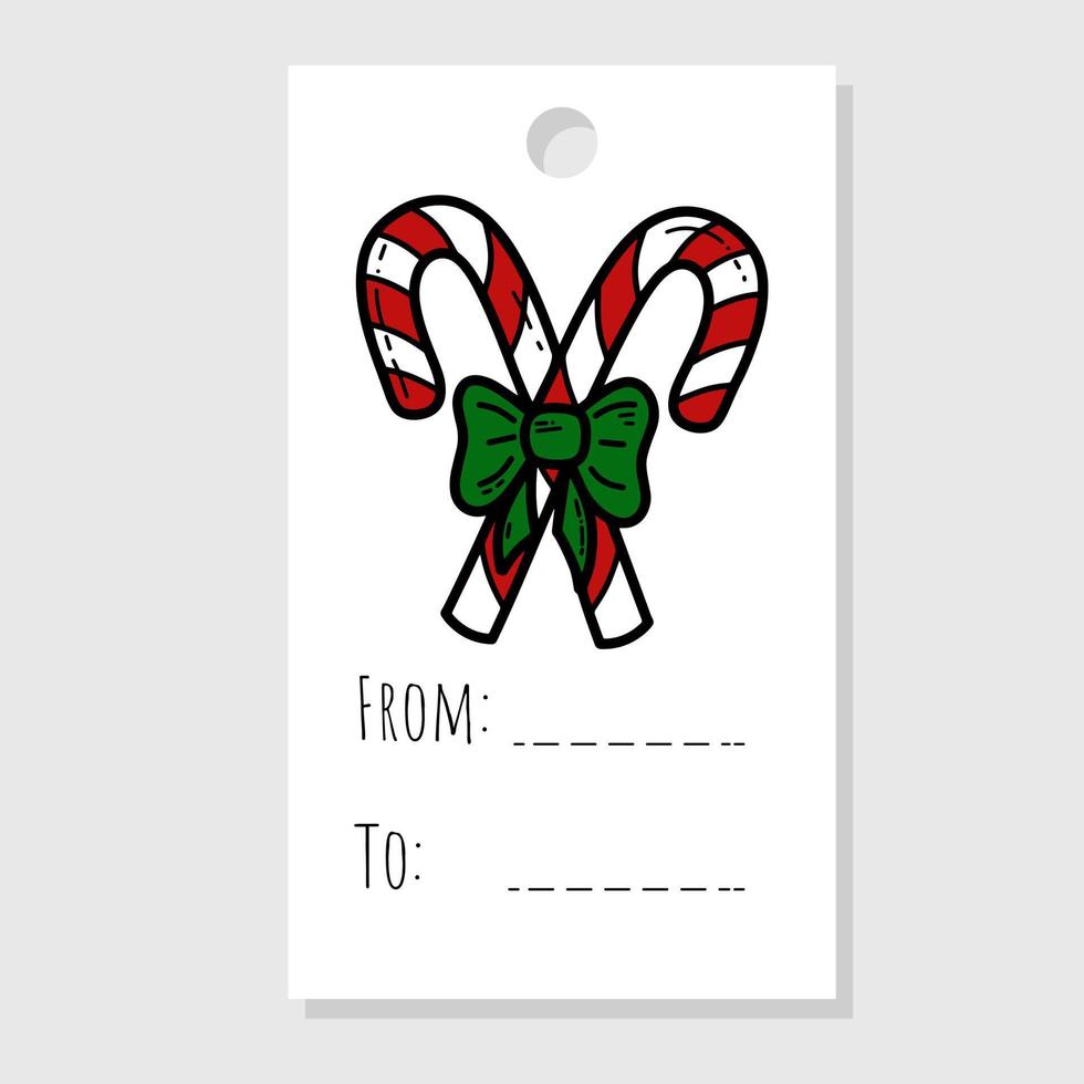 Kerstmis schattig geschenk label met tekening vector illustratie