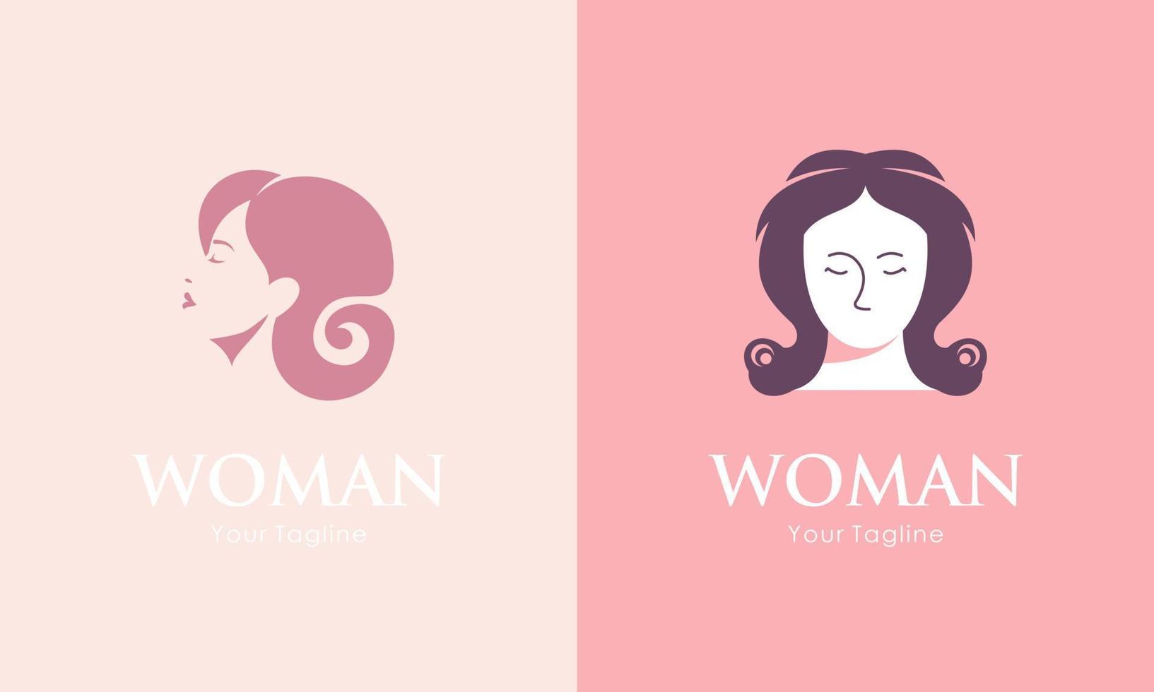 vrouw gezicht en schoonheid logo verzameling vector