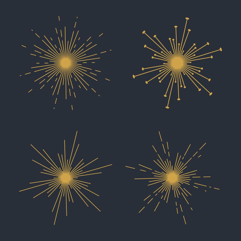 set van vier sunbursts vector