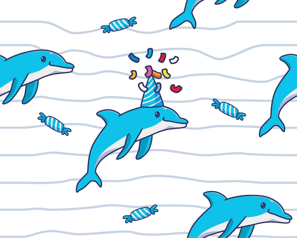 naadloos patroon dolfijn verjaardag illustratie achtergrond vector