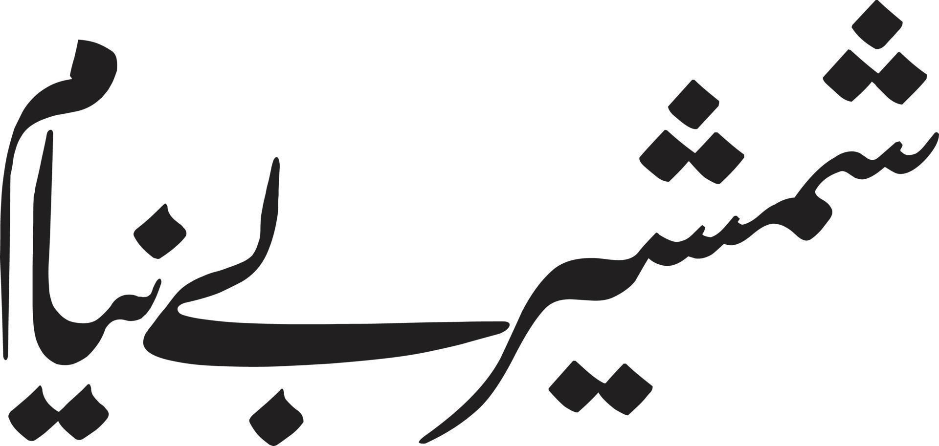 shmsheer bey neyam titel Islamitisch Urdu Arabisch schoonschrift vrij vector