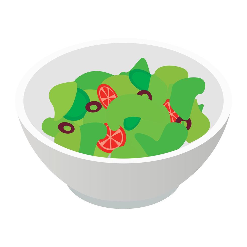 kom van salade isometrische 3d icoon vector