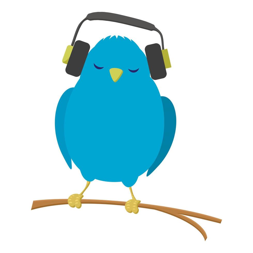 blauw vogel luisteren naar muziek- vector