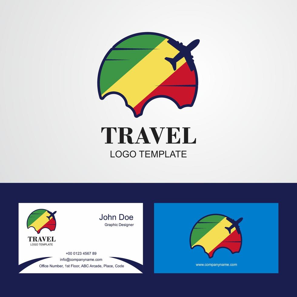 reizen republiek van de Congo vlag logo en bezoekende kaart ontwerp vector