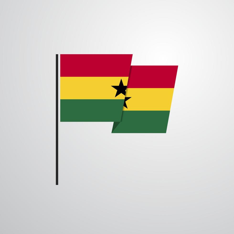 Ghana golvend vlag ontwerp vector