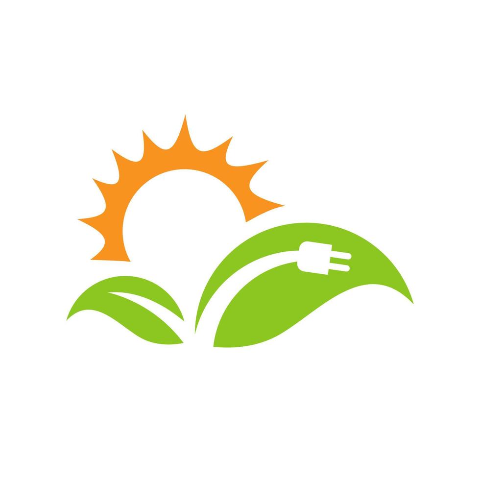 groen energie elektrisch pluggen en bladeren logo vector icoon ontwerp sjabloon