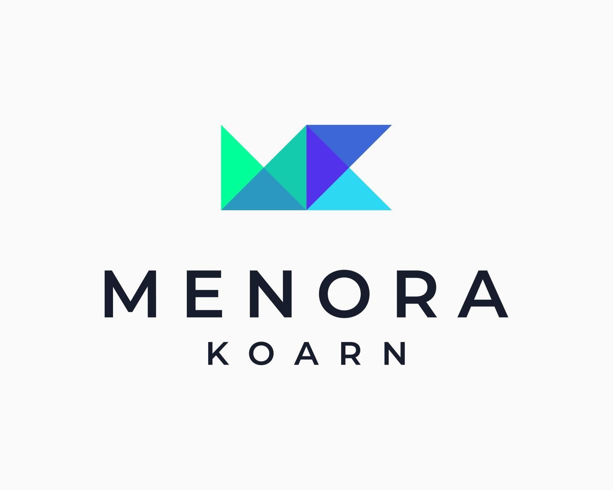 brief mk mozaïek- patroon driehoek structuur overlappende modern kleurrijk monogram vector logo ontwerp