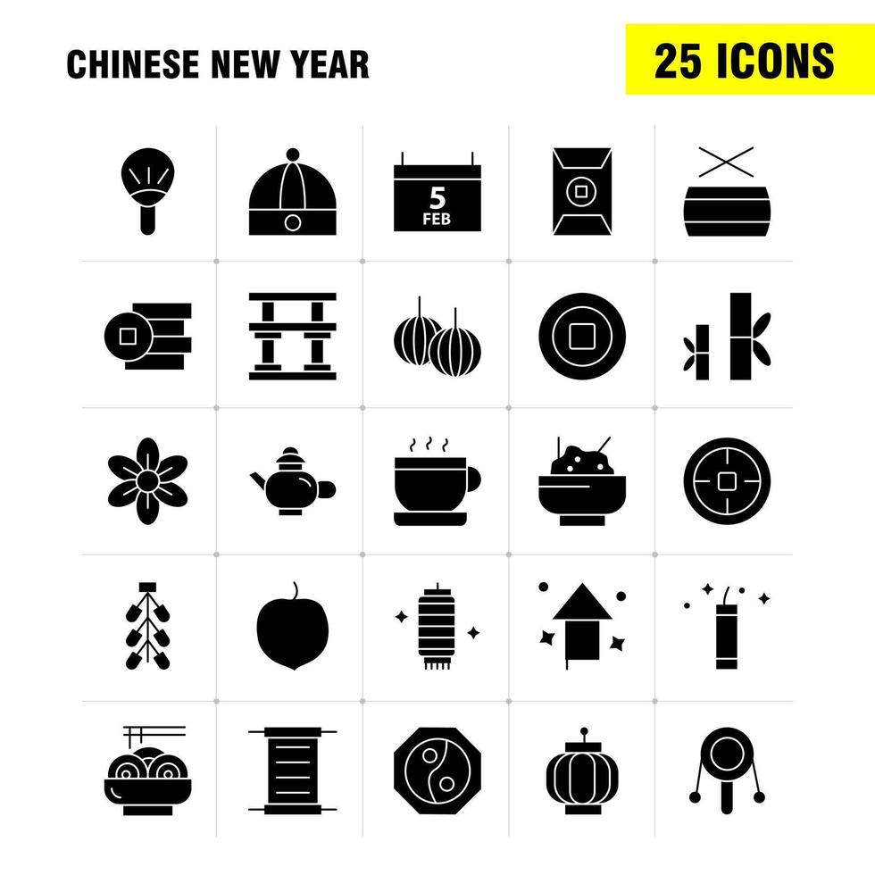 Chinese nieuw jaar solide glyph icoon pak voor ontwerpers en ontwikkelaars pictogrammen van kalender feb maand schema Chinese nieuw speelgoed- jaar vector