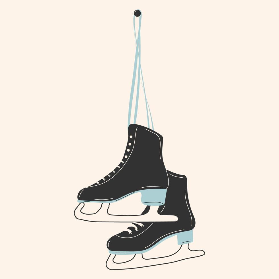 ijs skates voor figuur het schaatsen in winter. buitenshuis het schaatsen baan. winter sport. vector illustratie