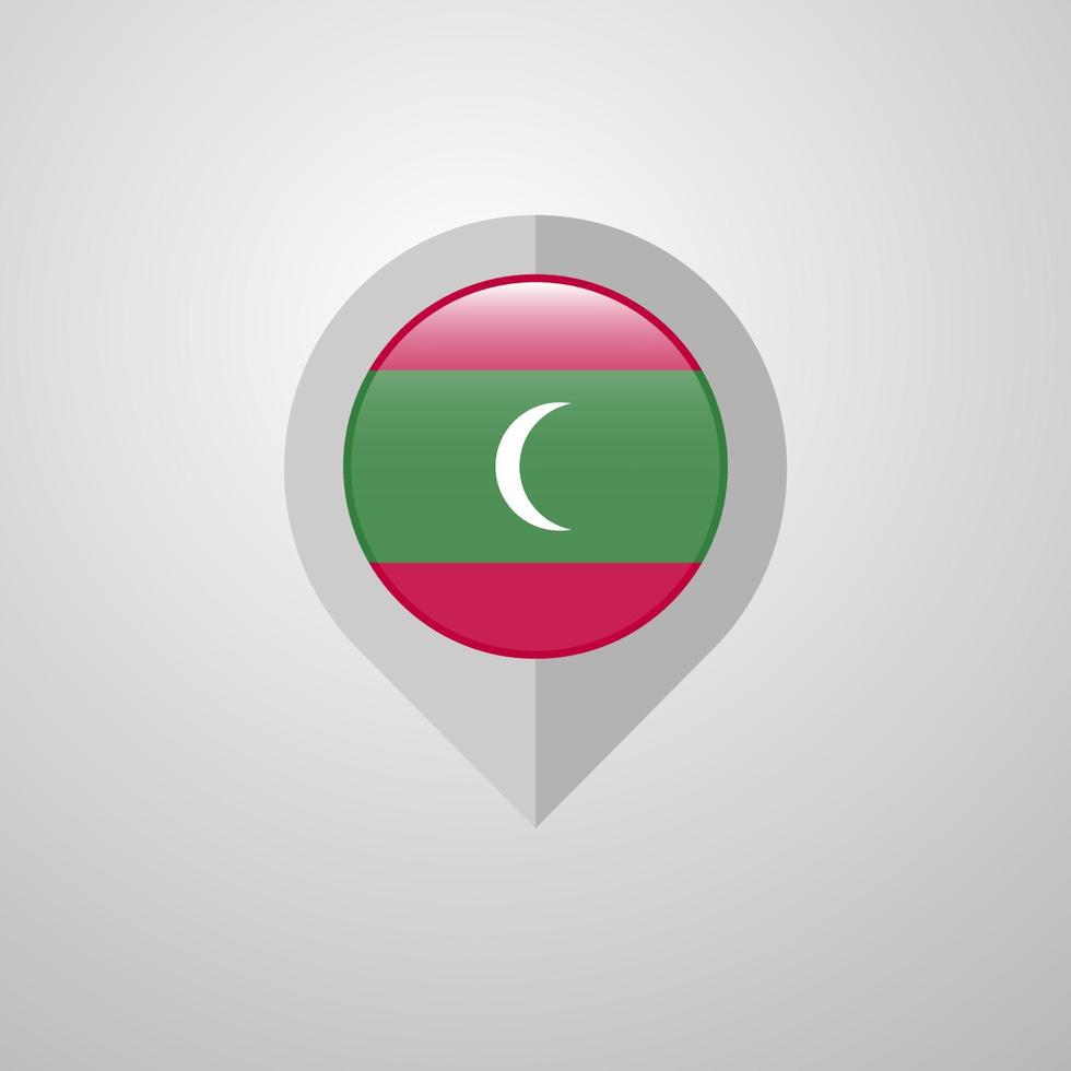 kaart navigatie wijzer met Maldiven vlag ontwerp vector