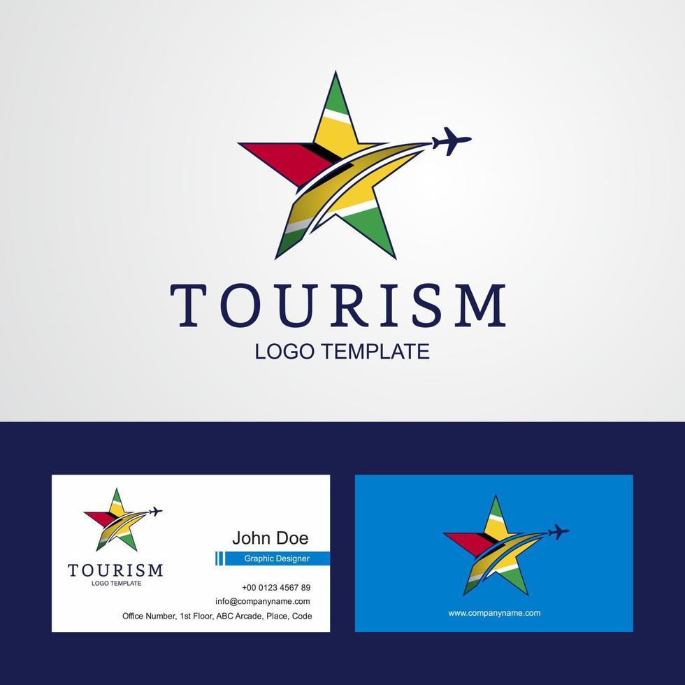 reizen Guyana vlag creatief ster logo en bedrijf kaart ontwerp vector