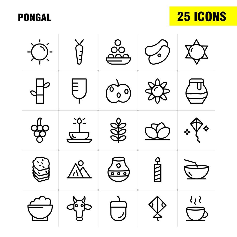 pongal lijn icoon pak voor ontwerpers en ontwikkelaars pictogrammen van bloem kruiden lelie lotus spa bamboe schoonheid spa vector