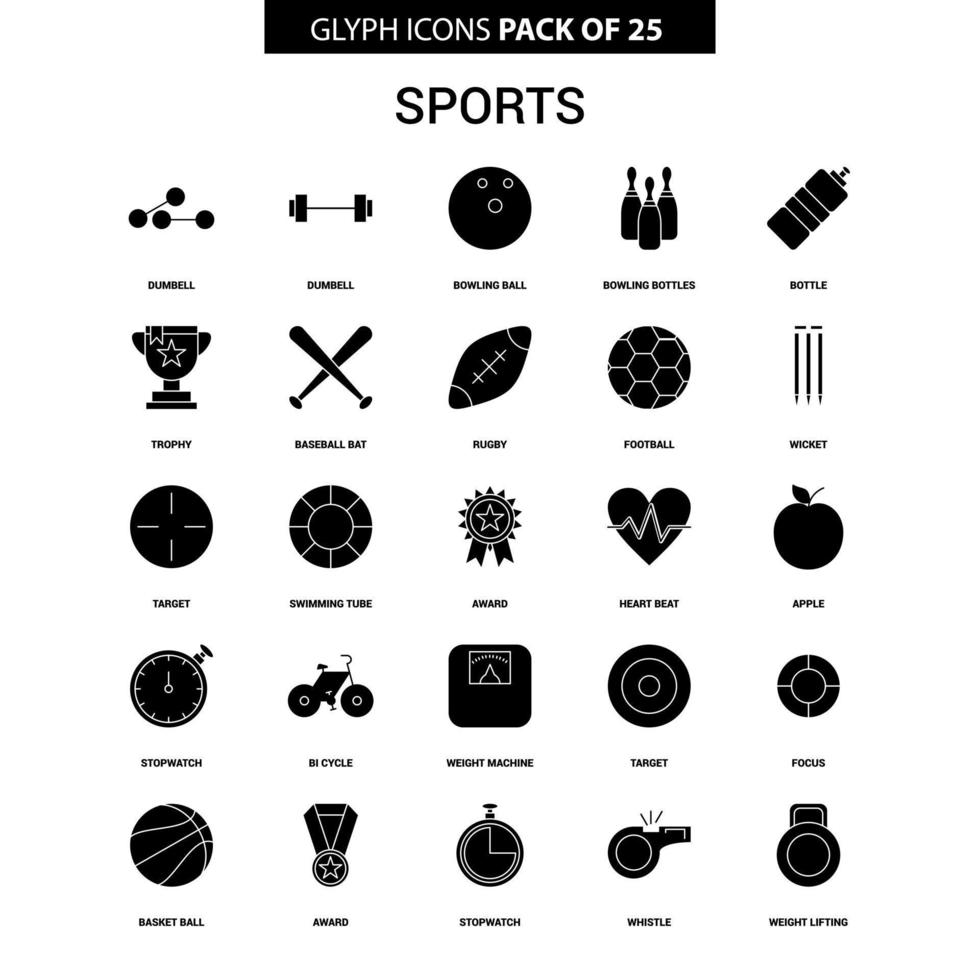 sport- glyph vector icoon reeks