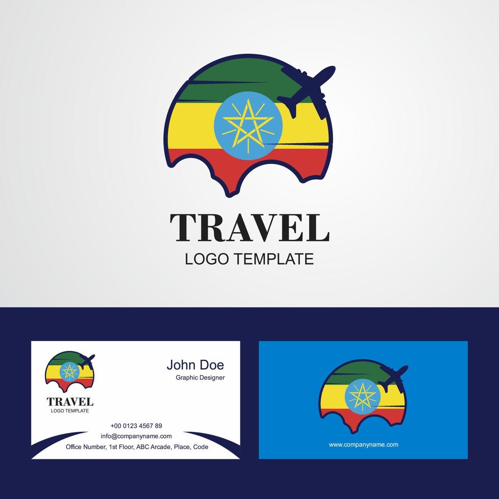 reizen Ethiopië vlag logo en bezoekende kaart ontwerp vector