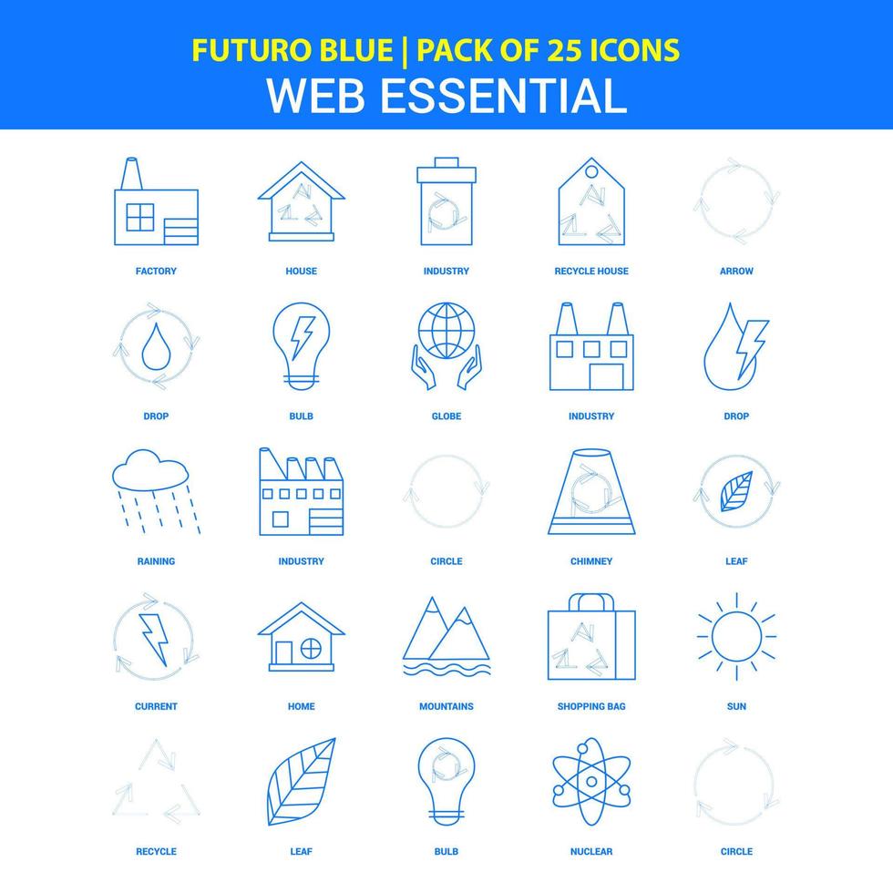 web essentieel pictogrammen futuro blauw 25 icoon pak vector