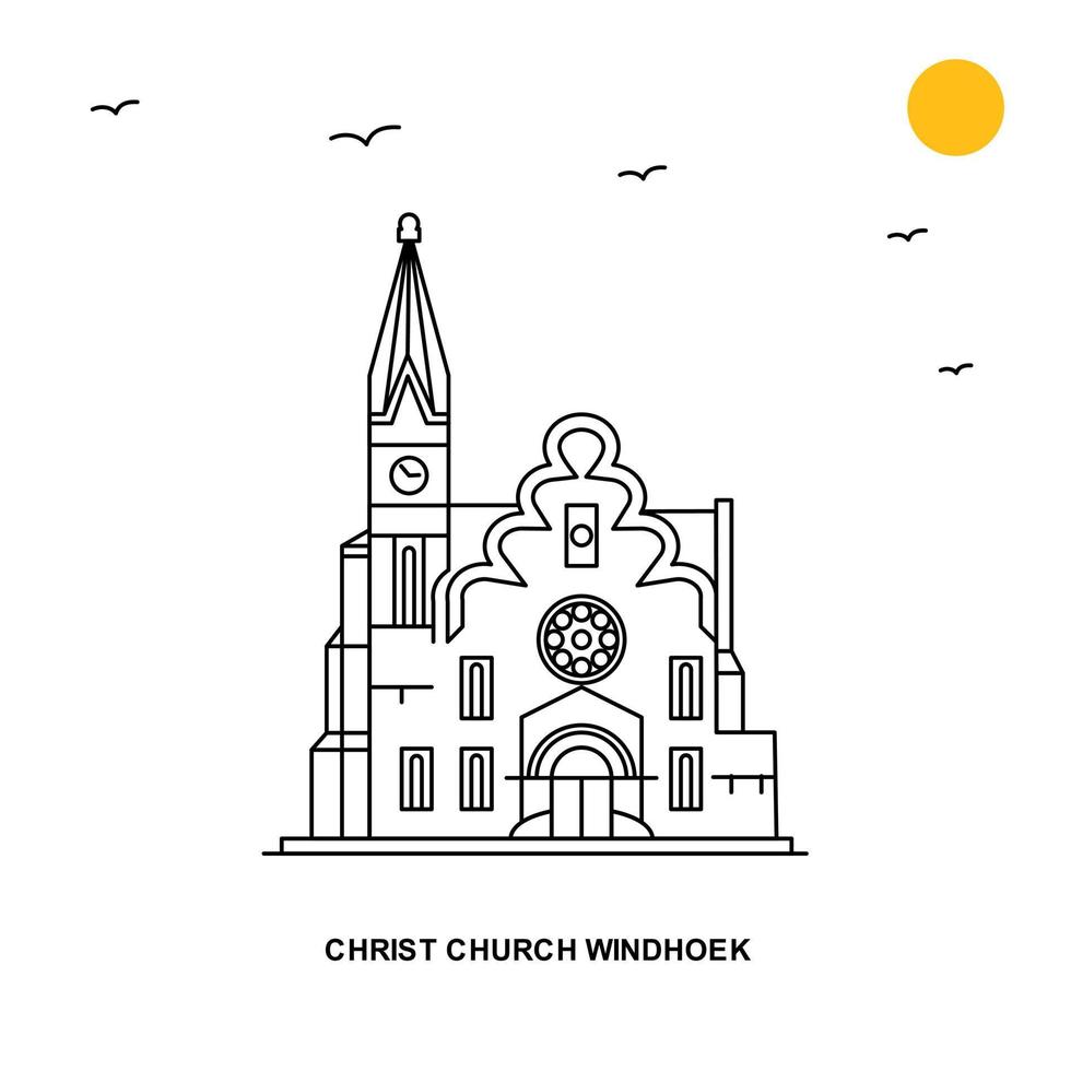 Christus kerk windhoek monument wereld reizen natuurlijk illustratie achtergrond in lijn stijl vector