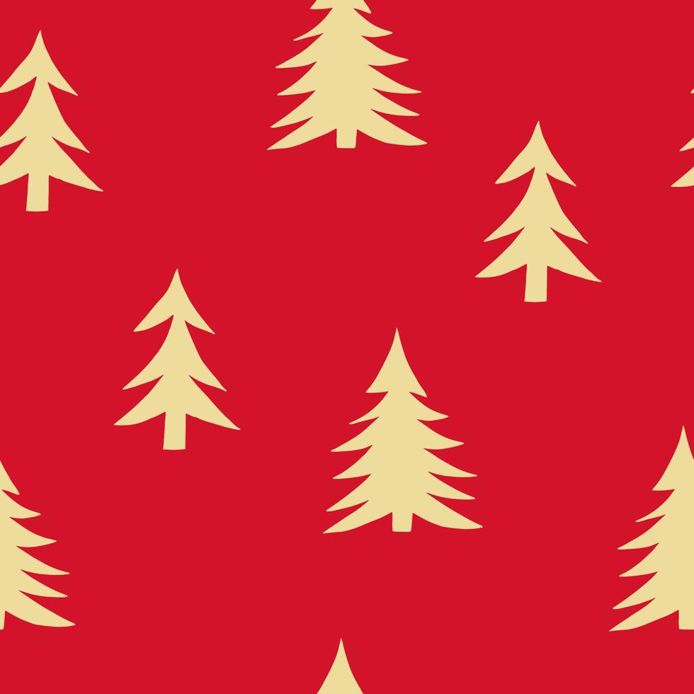 Kerstmis boom naadloos patroon hand- getrokken in tekening stijl. silhouet, gemakkelijk, minimalisme, monochroom, scandinavisch. behang, omhulsel papier, textiel achtergrond vector