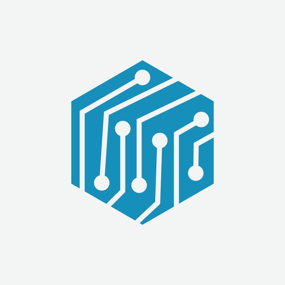 zeshoek netwerk technologie logo ontwerp inspiratie vector