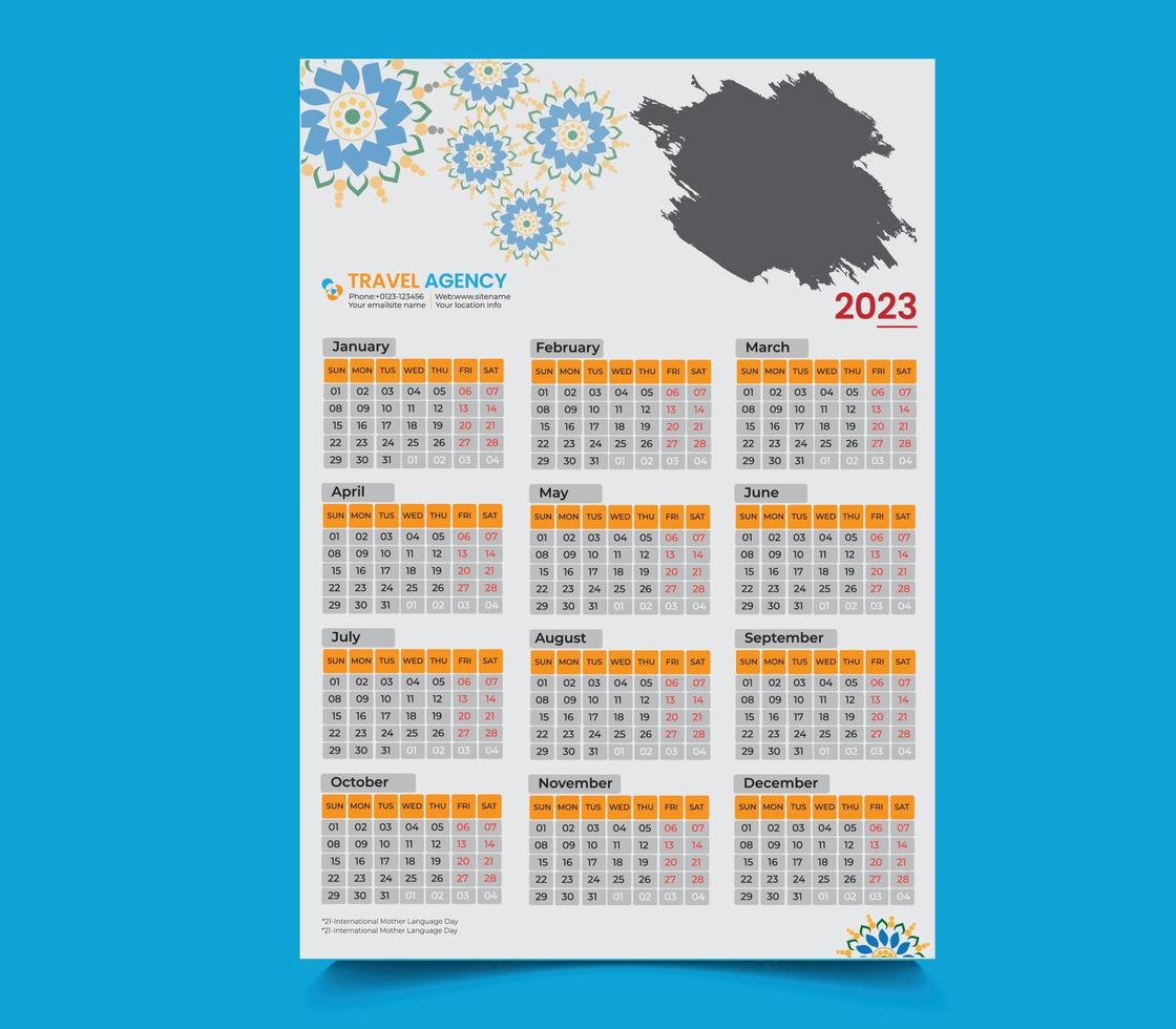 walll kalender bureau tafel kalender voorkant kalender gelukkig nieuw jaar 2023 vector