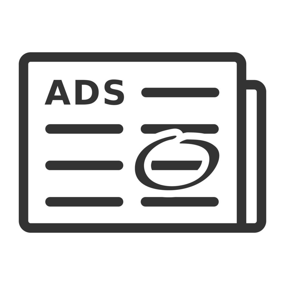 zwart en wit icoon krant- advertenties vector