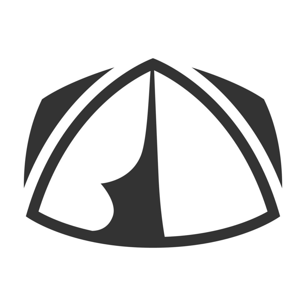 zwart en wit icoon camping tent vector