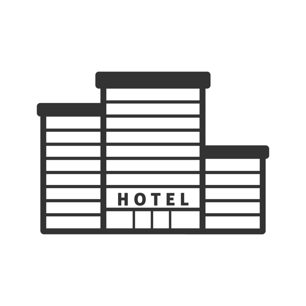zwart en wit icoon hotel gebouw vector