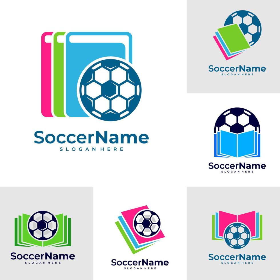 reeks van boek voetbal logo sjabloon, Amerikaans voetbal logo ontwerp vector