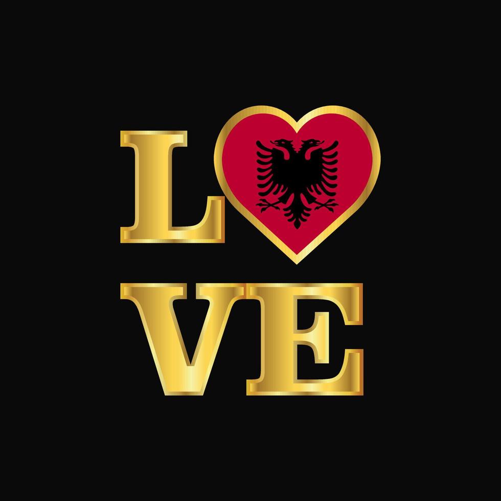 liefde typografie Albanië vlag ontwerp vector goud belettering