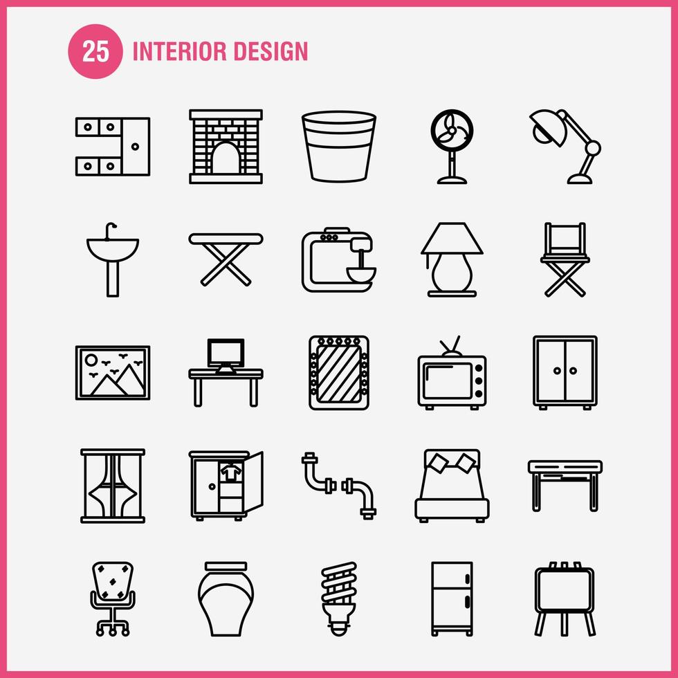 interieur ontwerp lijn pictogrammen reeks voor infographics mobiel uxui uitrusting en afdrukken ontwerp omvatten ijzer elektronica huis huishoudelijke apparaten elektronica items bad kuip eps 10 vector