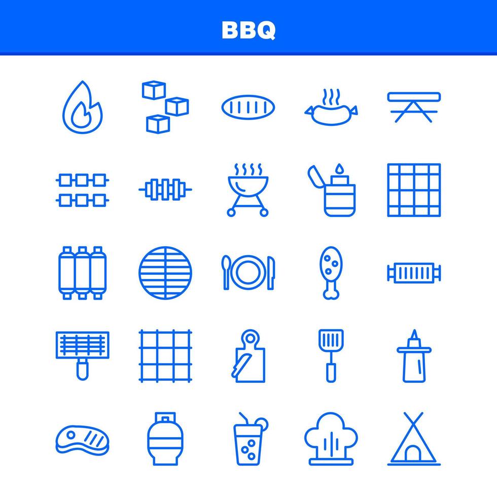 bbq lijn icoon pak voor ontwerpers en ontwikkelaars pictogrammen van barbecue bbq voedsel worst glas drinken bbq citroen vector