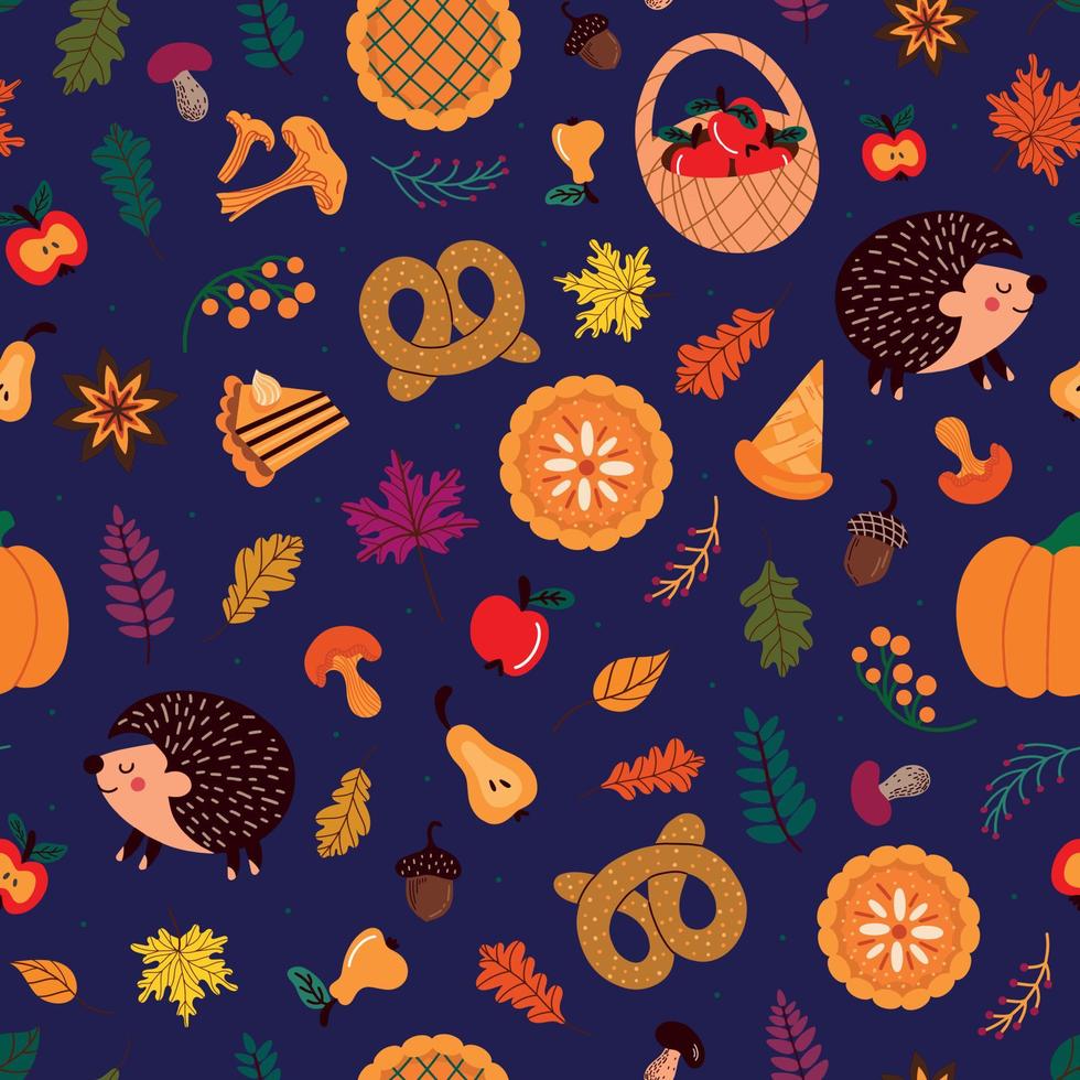 herfst dankzegging naadloos patroon. dankzegging en Woud achtergrond. vector