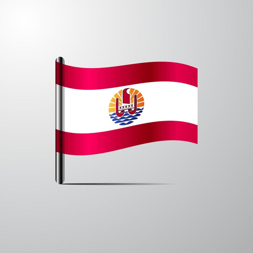 Frans Polynesië golvend glimmend vlag ontwerp vector