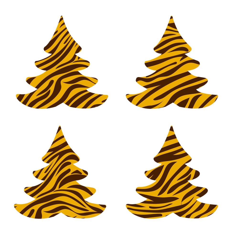 Kerstmis bomen met tijger afdrukken. gelukkig nieuw jaar 2022 groet kaart.vector illustratie vector