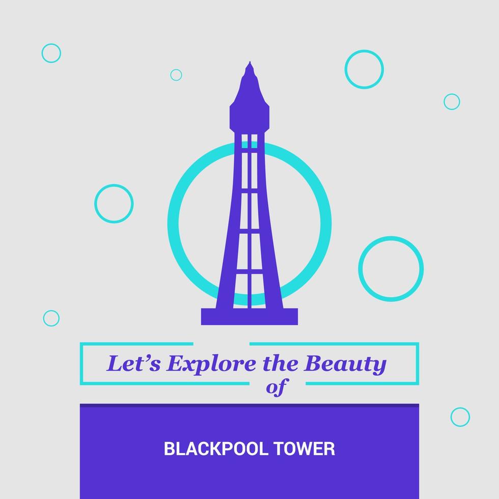 laten we onderzoeken de schoonheid van blokpoel toren Blackpool uk nationaal oriëntatiepunten vector